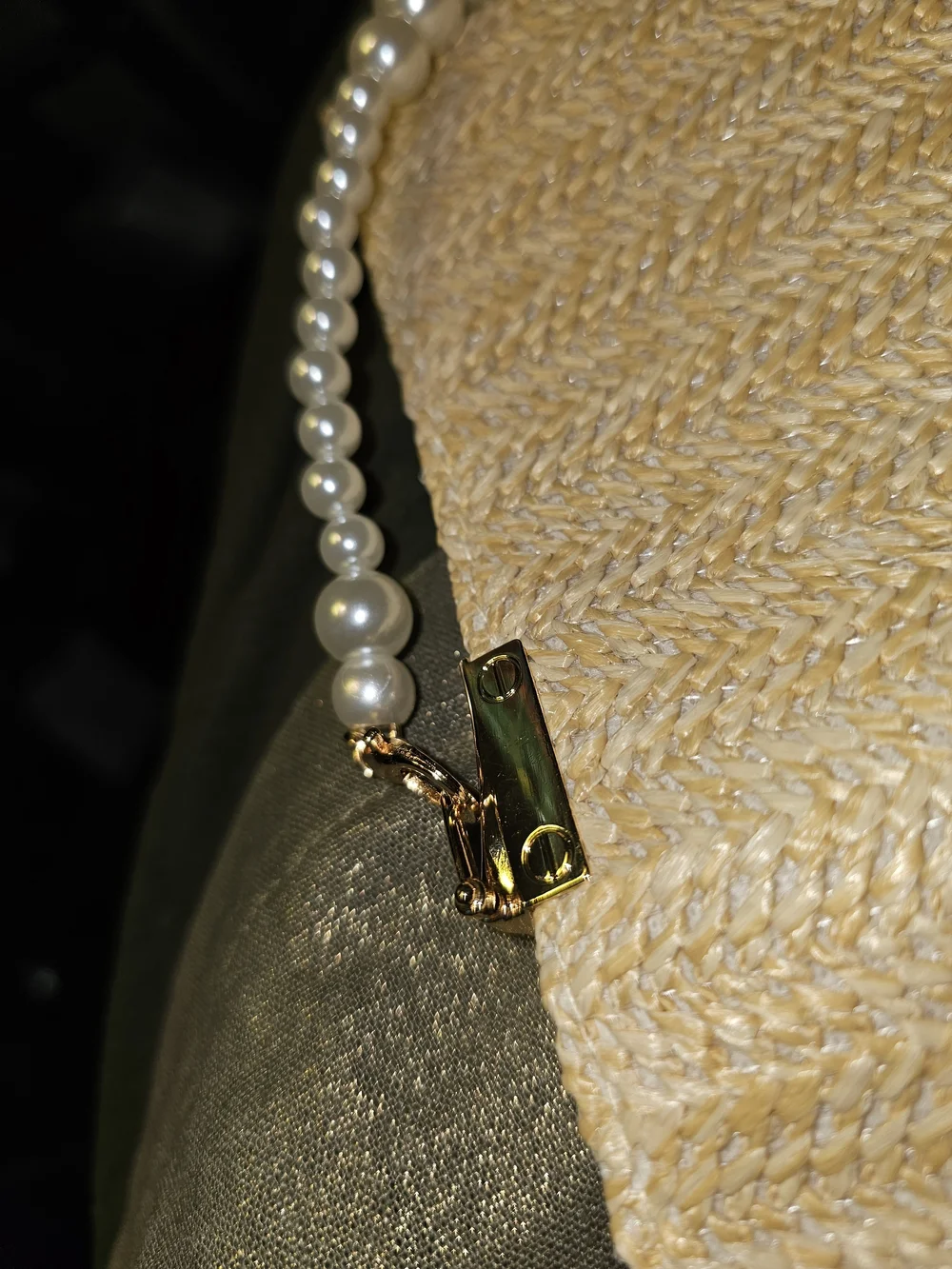 Dior Straw Pearl PurseTrim Shoulder Bag in Beige - Picture 3 of 15